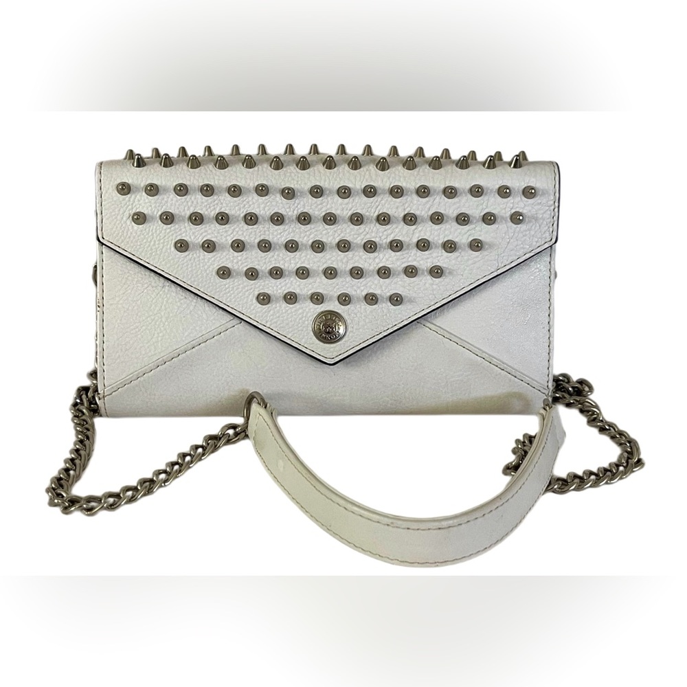 Rebecca Minkoff Studded White Leather Crossbody Wallet